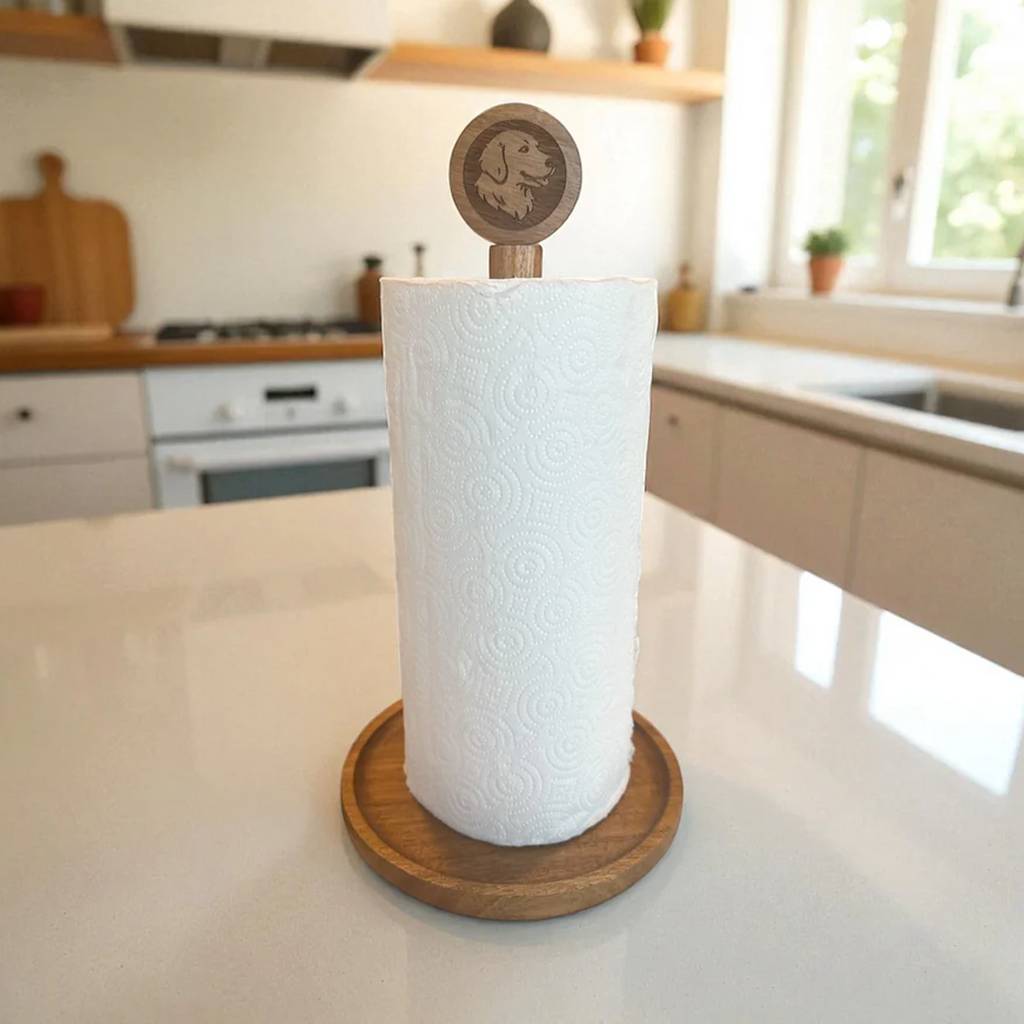 Acacia Dog Paper Towel Holder