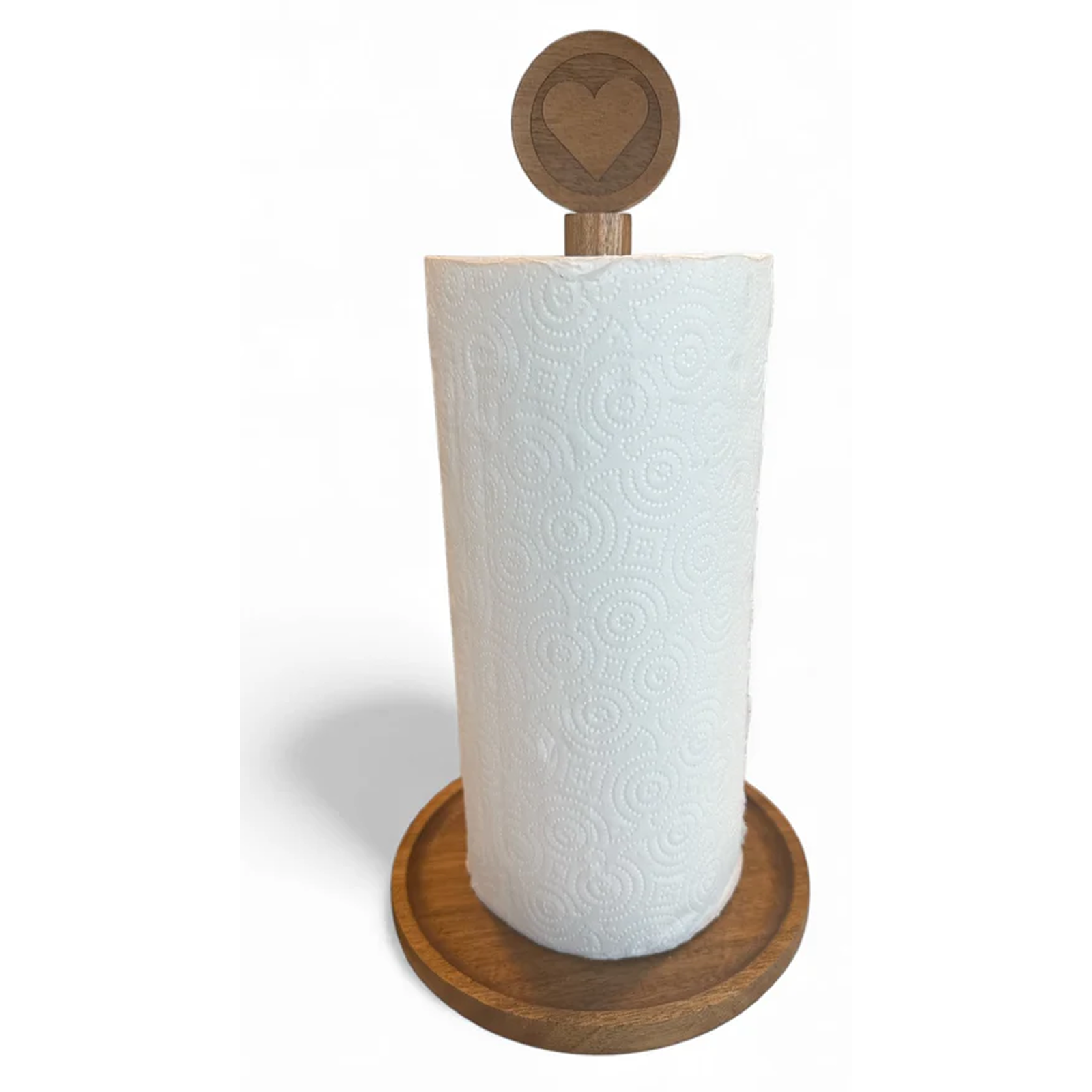 Acacia Heart Paper Towel Holder