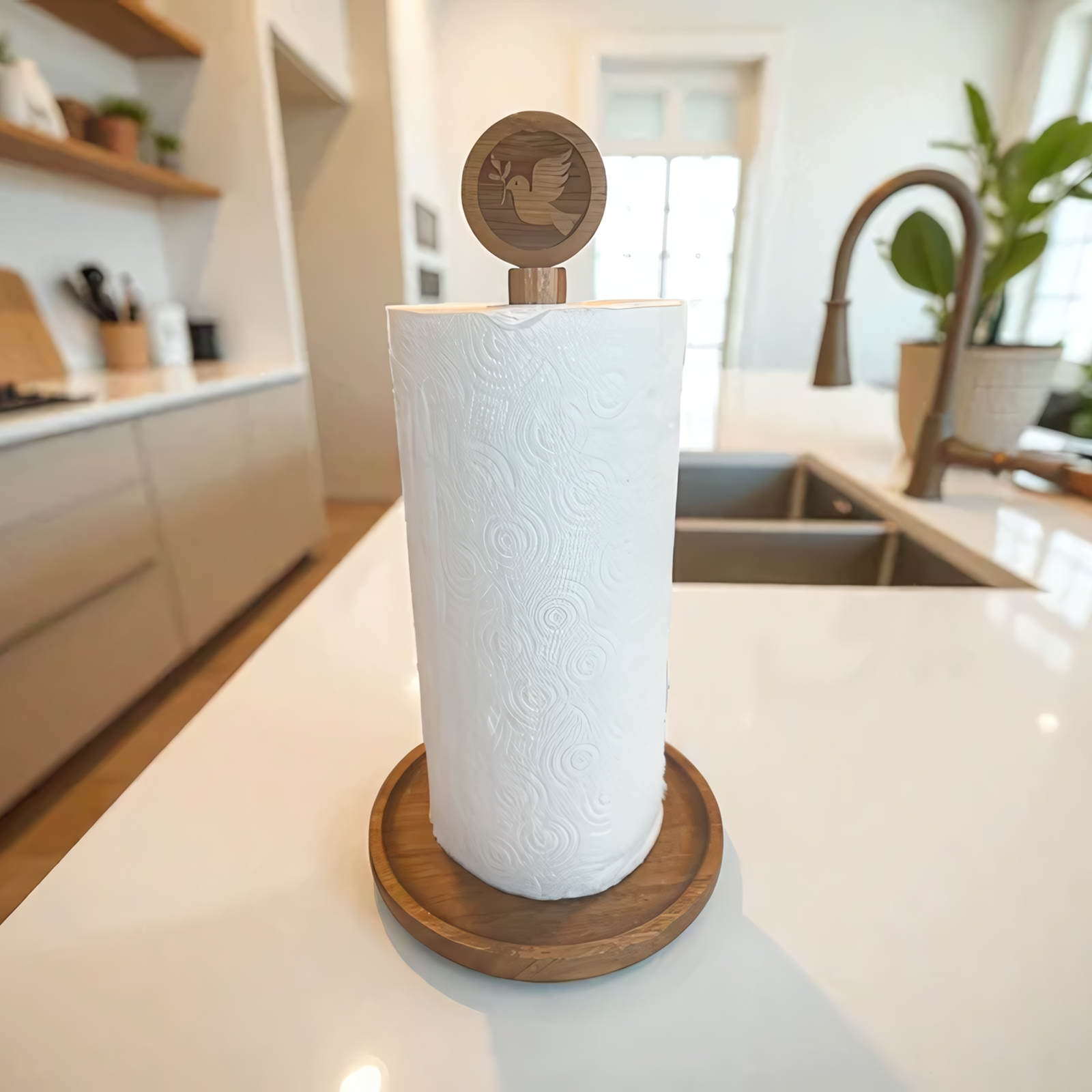 Acacia Dove Paper Towel Holder
