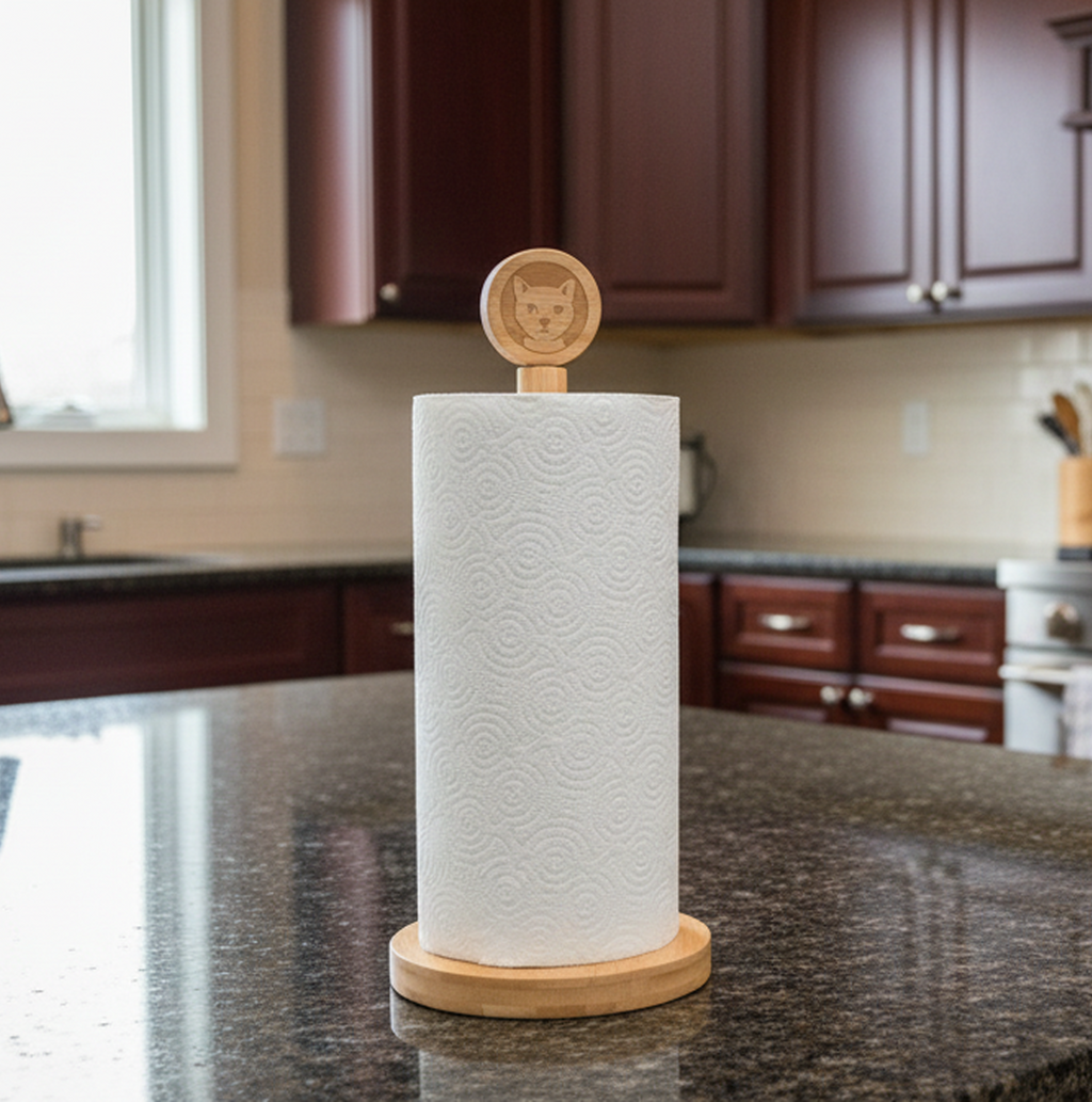 Bamboo Cat Paper Towel Holder