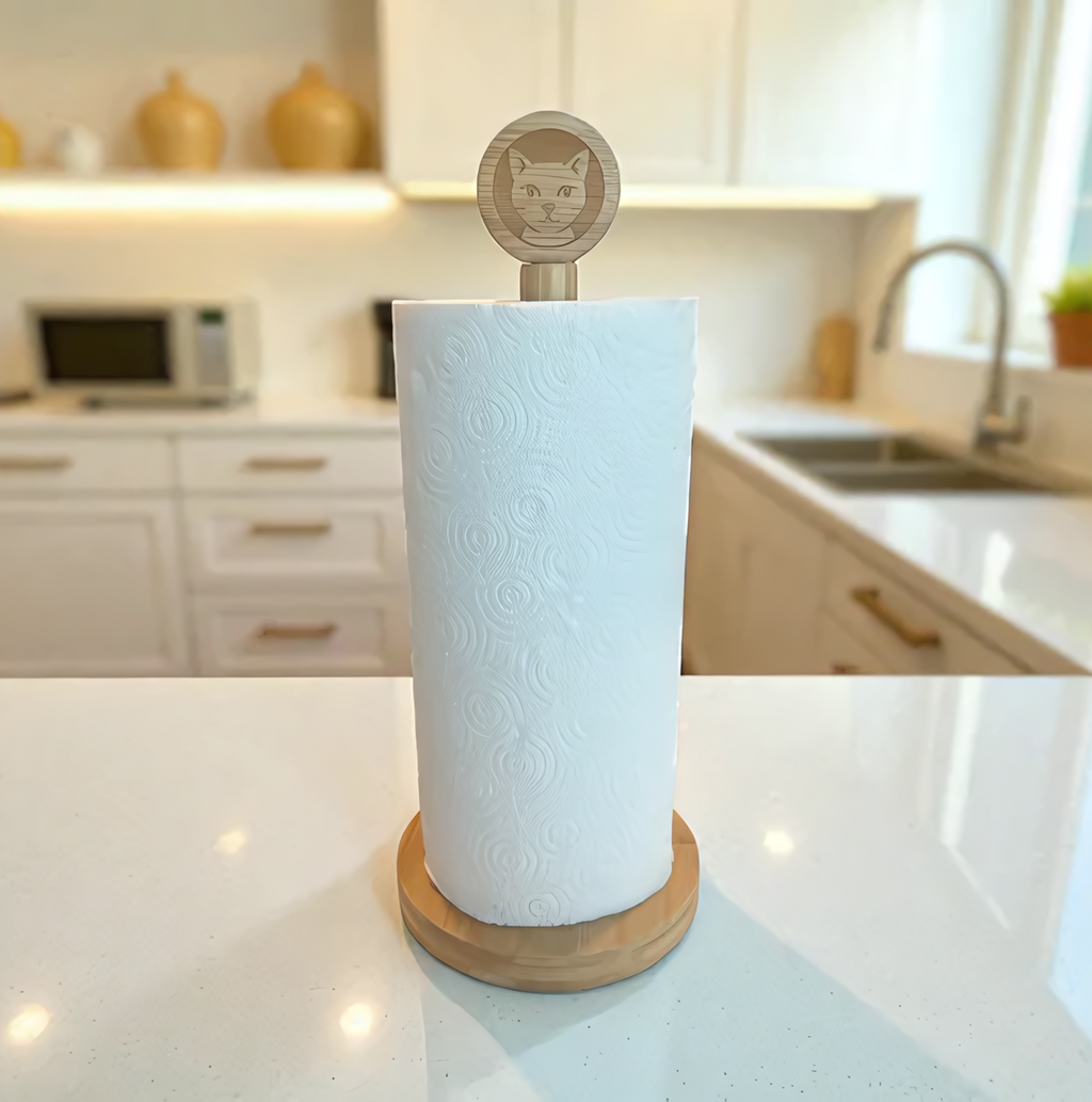 Bamboo Cat Paper Towel Holder