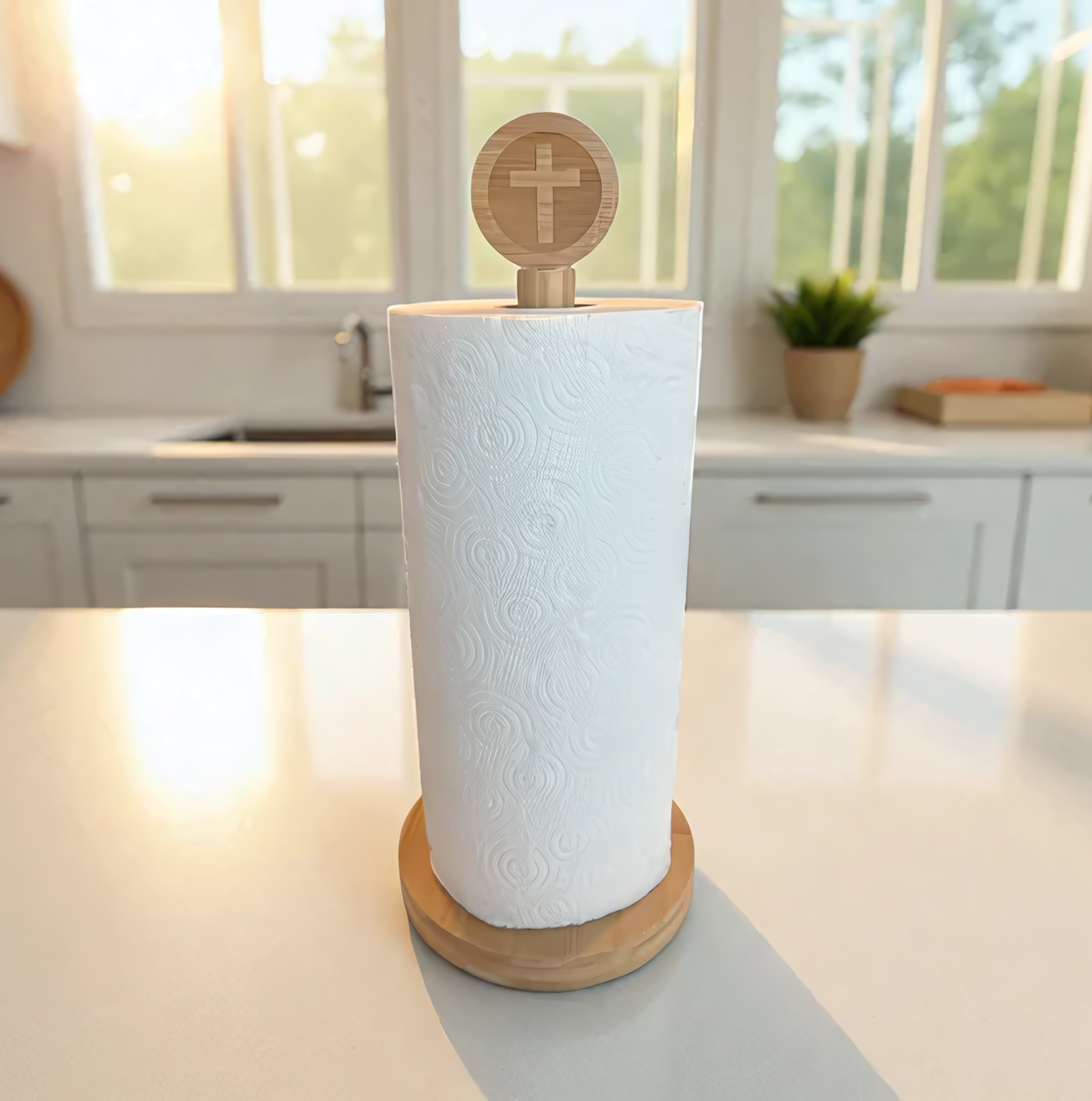 Bamboo Cross Paper Towel Holder