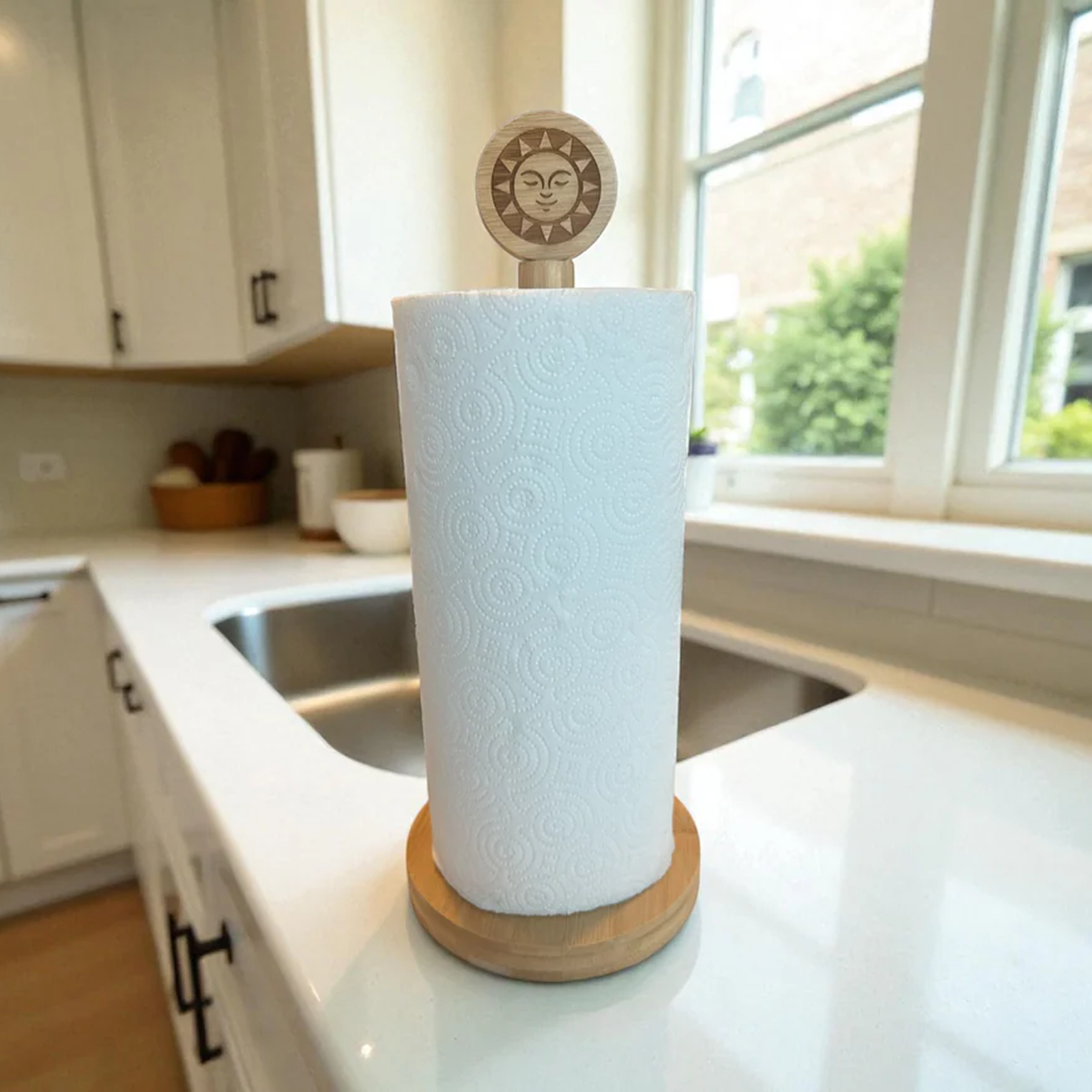 Bamboo Sun Paper Towel Holder