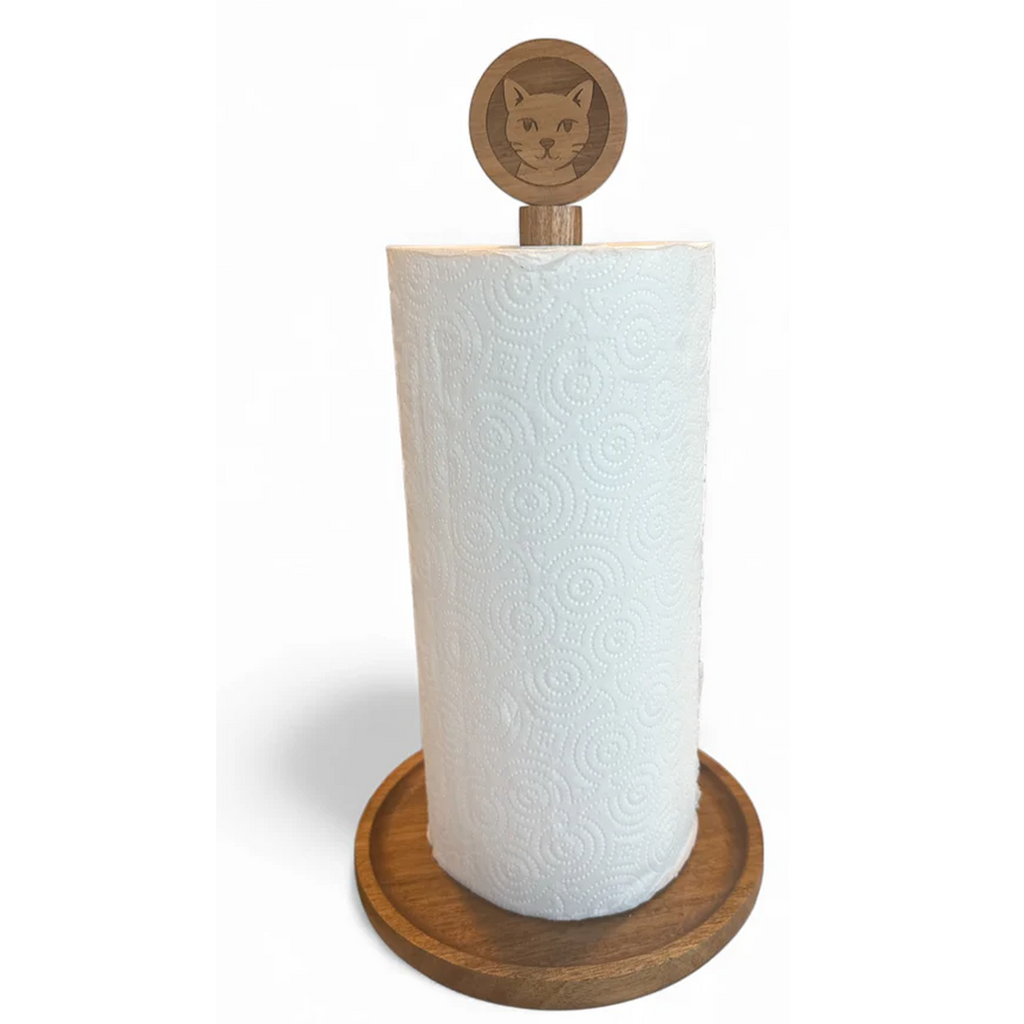 Acacia Cat Paper Towel Holder
