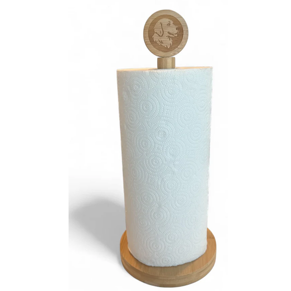 Bamboo Dog Paper Towel Holder