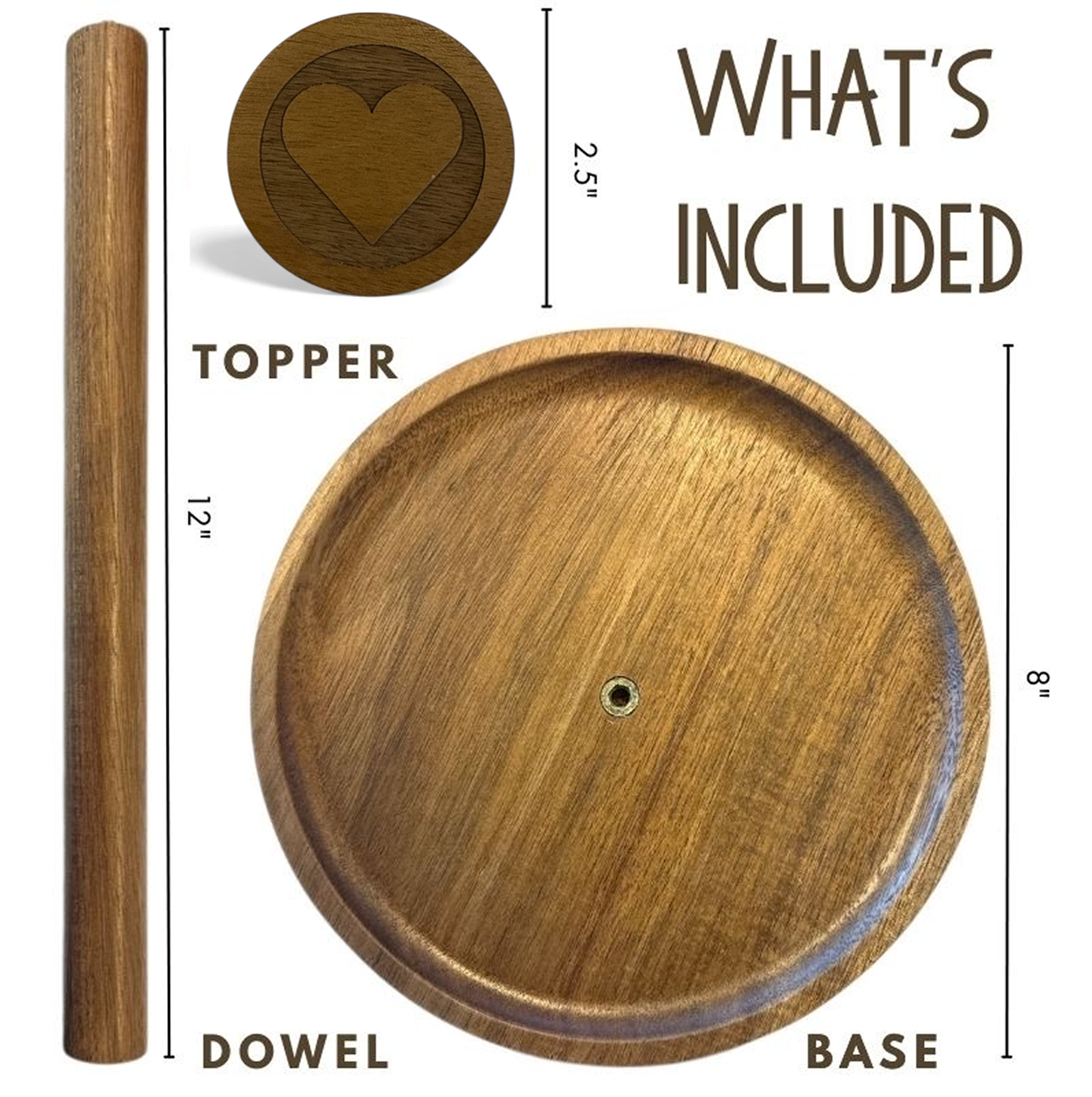 Acacia Heart Paper Towel Holder