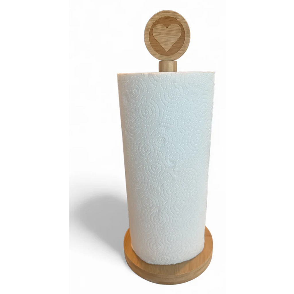 Bamboo Heart Paper Towel Holder