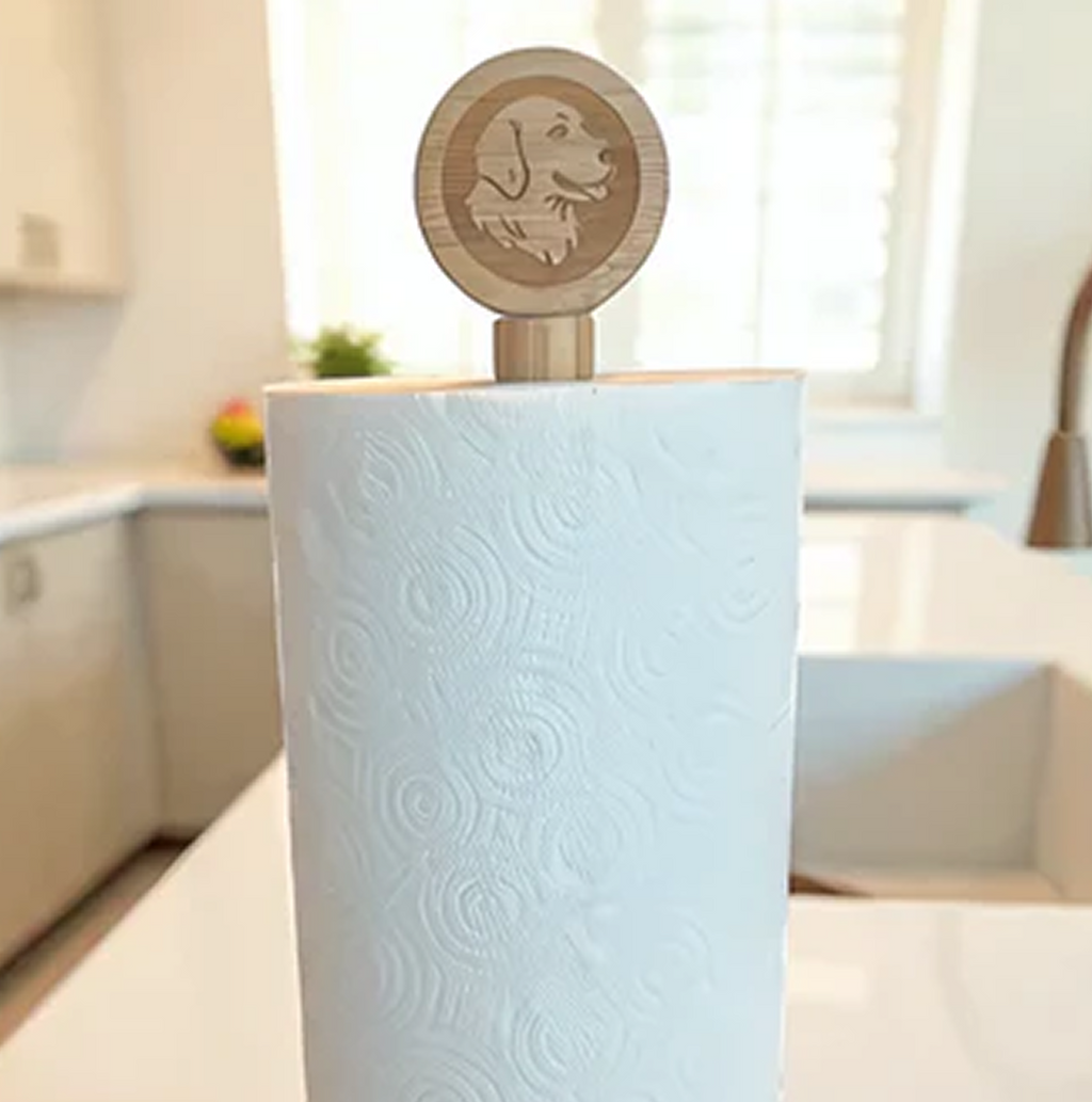 Dog Bamboo Wood Paper Towel Holder
