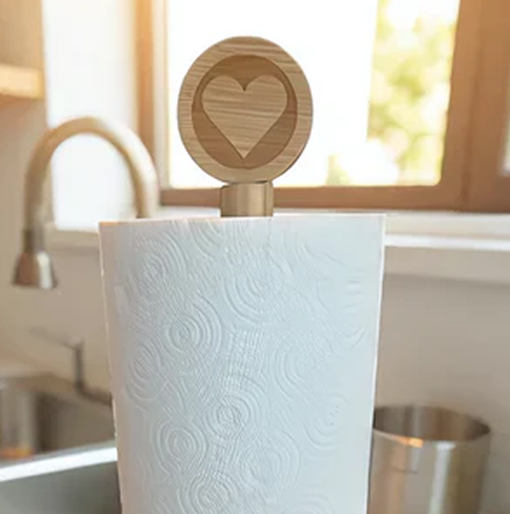 Heart Bamboo Wood Paper Towel Holder