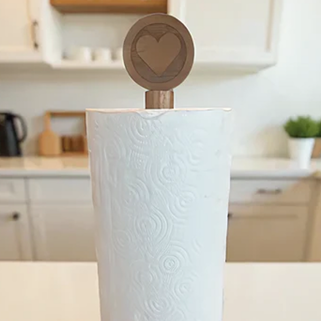 Heart Acacia Wood Paper Towel Holder